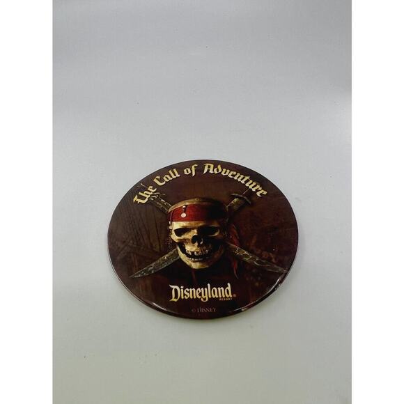 Walt Disney World "The Call of Adventure" Pirate Button, 3 inch, Skull, Swords - Picture 3 of 3
